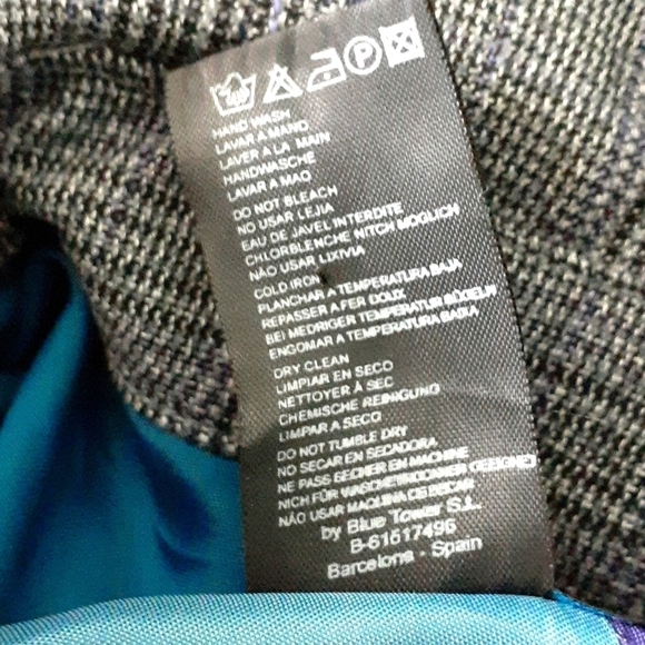 Custo Barcelona Vintage Plaid Double Breasted Belted Coat Embroidered Size 10 - Picture 15 of 16